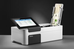 A benchtop instrument designed for use with a consumable photonic biosensor cartridge